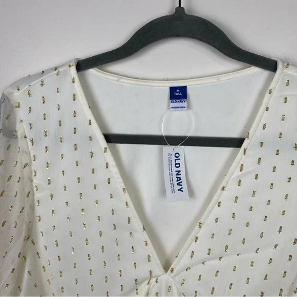 NWT Old Navy Women's Ivory V-Neck Long Sleeve Mini Dress Medium Tall - Picture 5 of 6